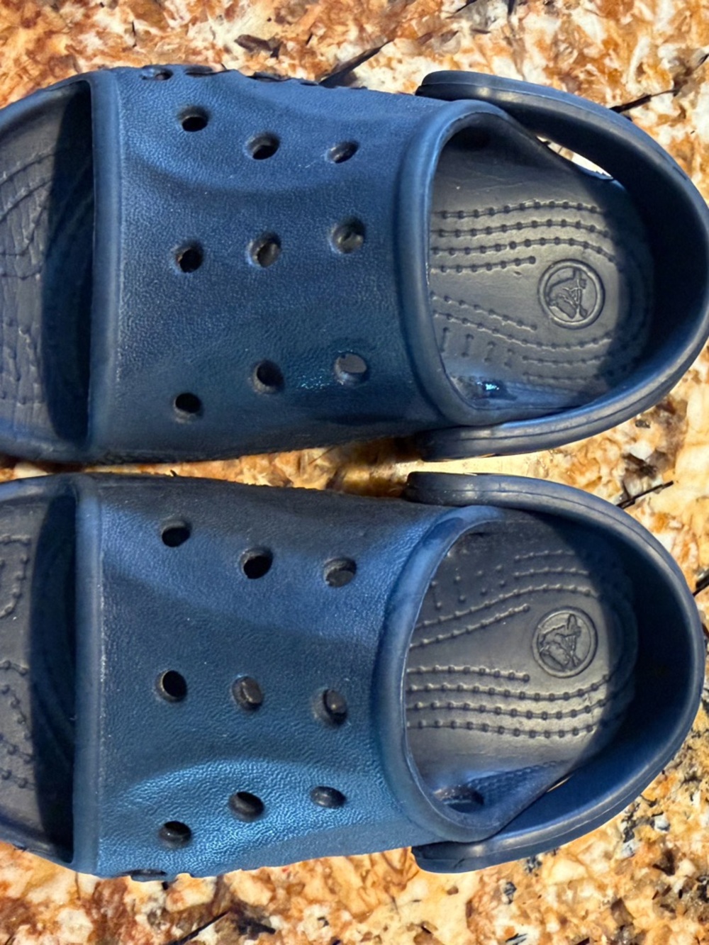CROCS Kids Navy Blue Vented Slip-On Clogs with Heel Strap
